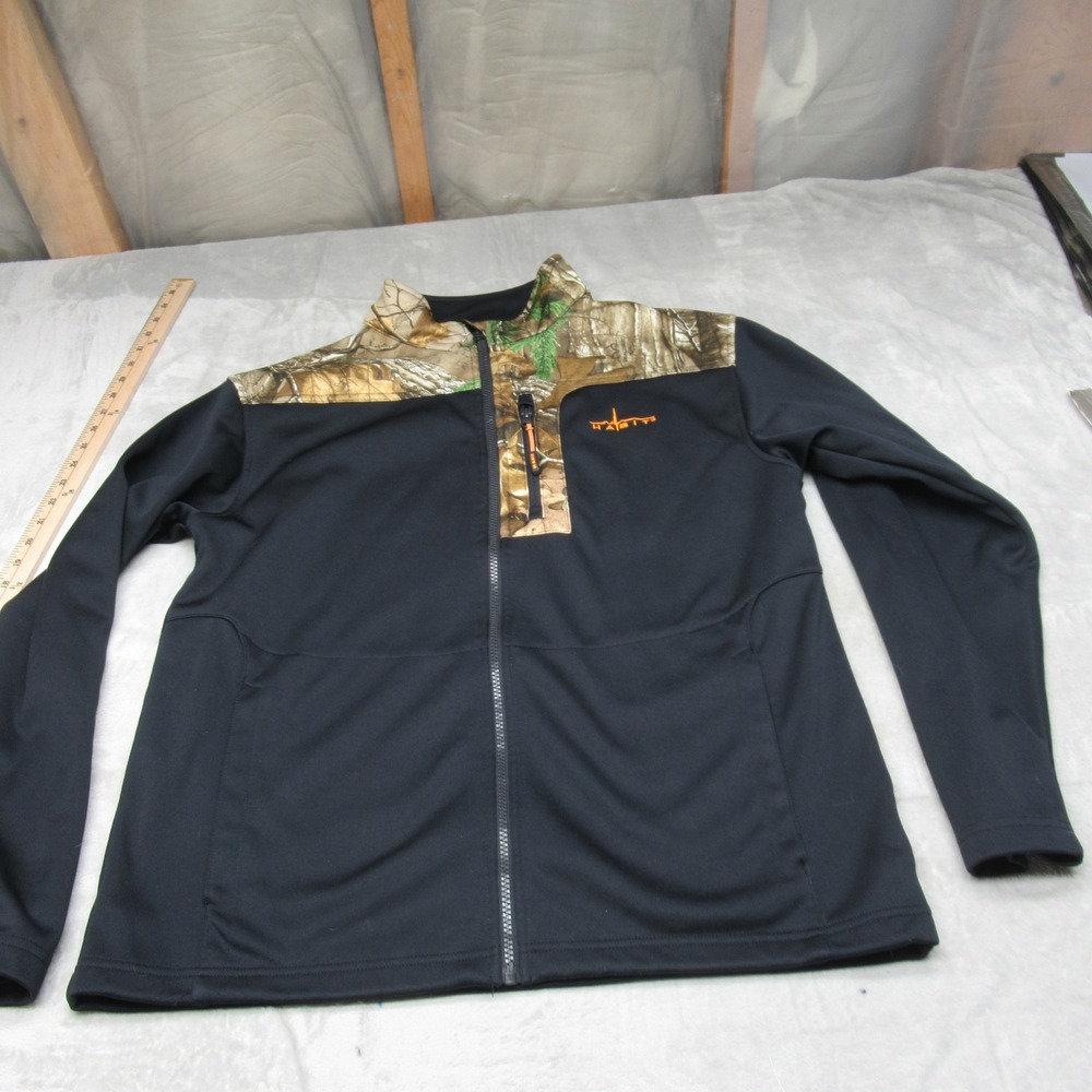 Habit Jacket Men Large‎ Black Camo Realtree Accent Full Zip Fleece Warm Outdoor